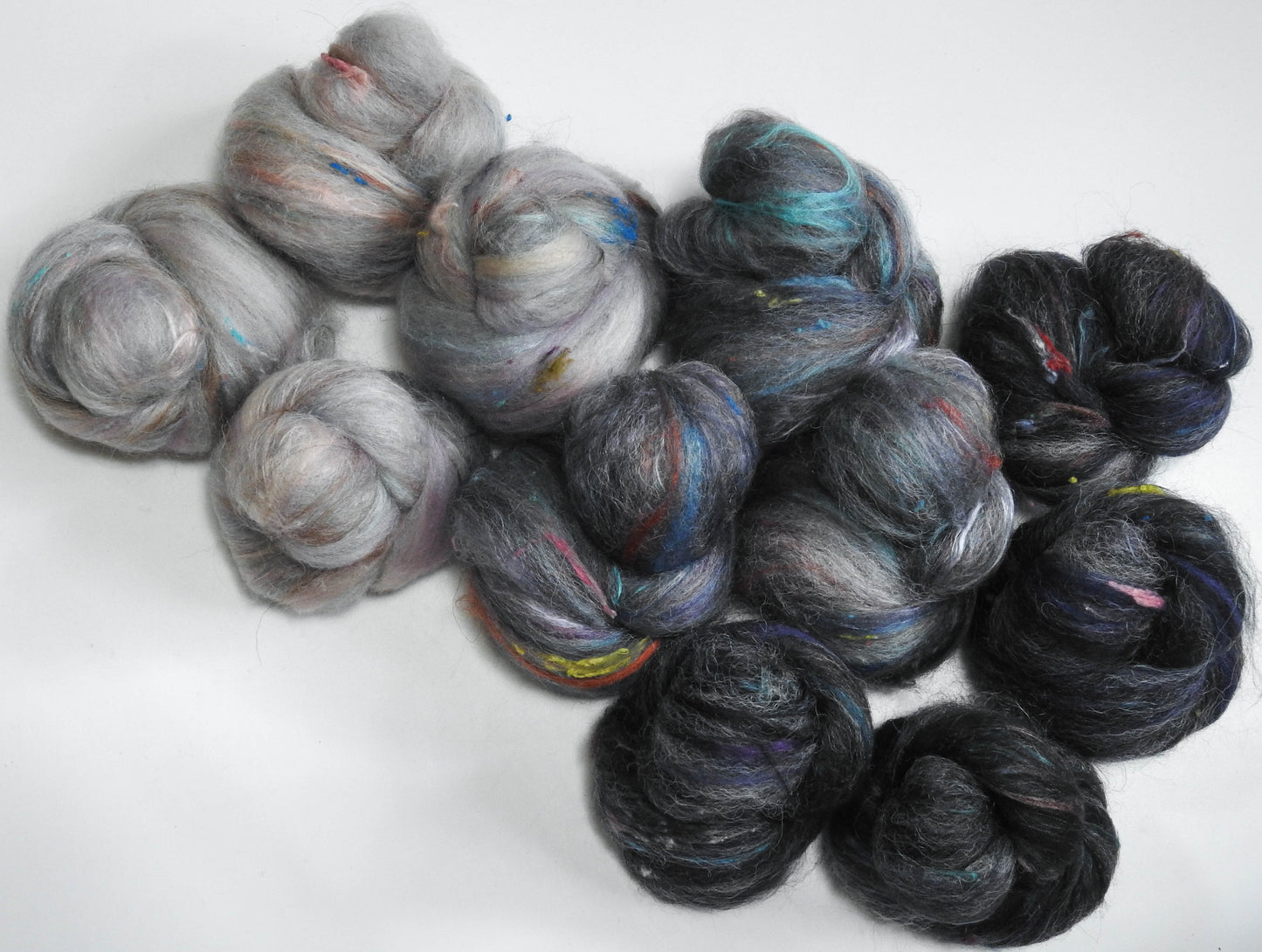Fairy Cavern (4.1 oz) - NON-Sparkle Sticklebatts -Nash Island fleece; merino, Masham, Hebridean, polwarth, silk, bamboo, silk noil