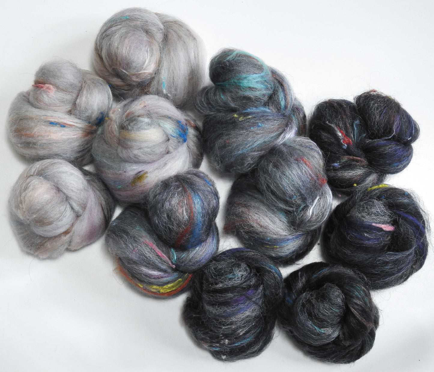 Fairy Cavern (4.1 oz) - NON-Sparkle Sticklebatts -Nash Island fleece; merino, Masham, Hebridean, polwarth, silk, bamboo, silk noil