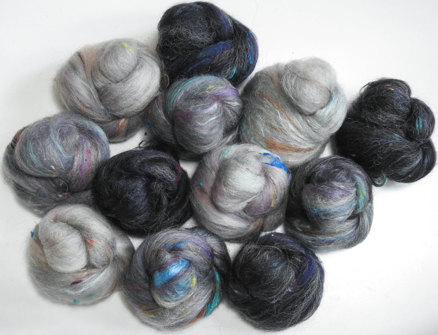 Fairy Cavern (4.1 oz) - NON-Sparkle Sticklebatts -Nash Island fleece; merino, Masham, Hebridean, polwarth, silk, bamboo, silk noil