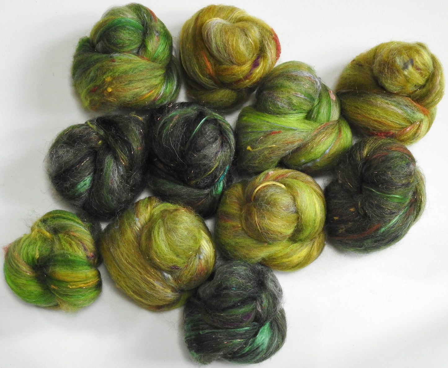 Holy Well - Sparkle and NON-Sparkle Sticklebatts -Nash Island fleece; merino, polwarth, silk, bamboo, silk noil, (angelina in sparkle variety)