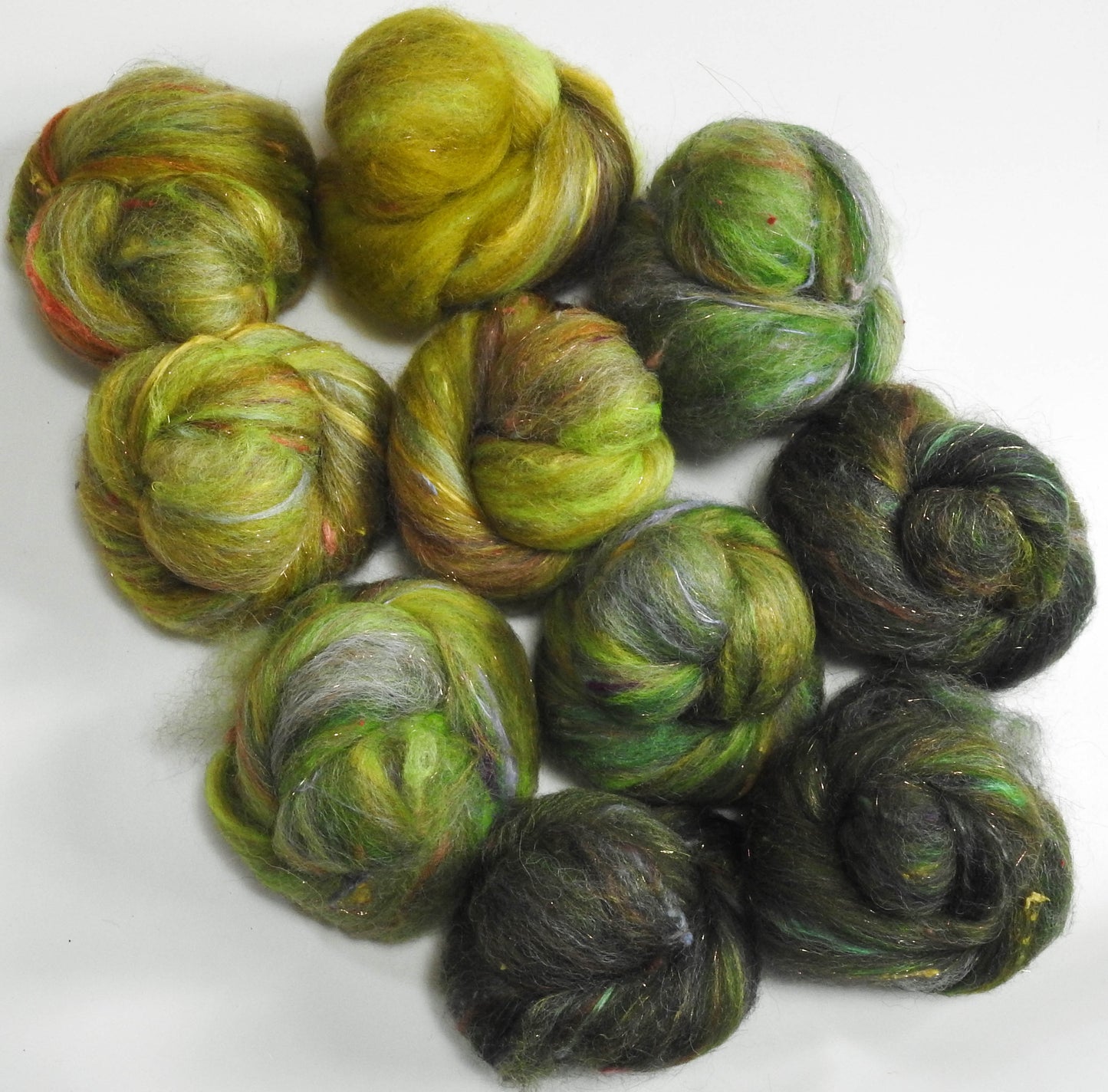 Holy Well - Sparkle and NON-Sparkle Sticklebatts -Nash Island fleece; merino, polwarth, silk, bamboo, silk noil, (angelina in sparkle variety)