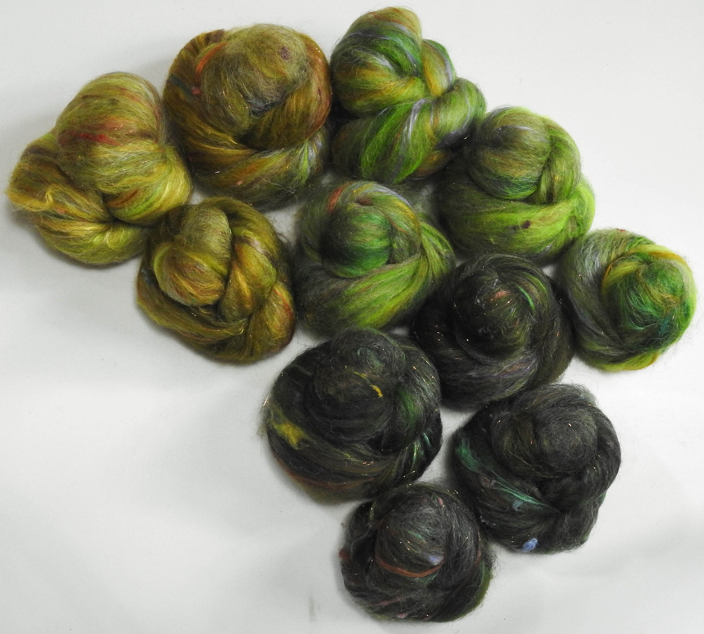 Holy Well - Sparkle and NON-Sparkle Sticklebatts -Nash Island fleece; merino, polwarth, silk, bamboo, silk noil, (angelina in sparkle variety)