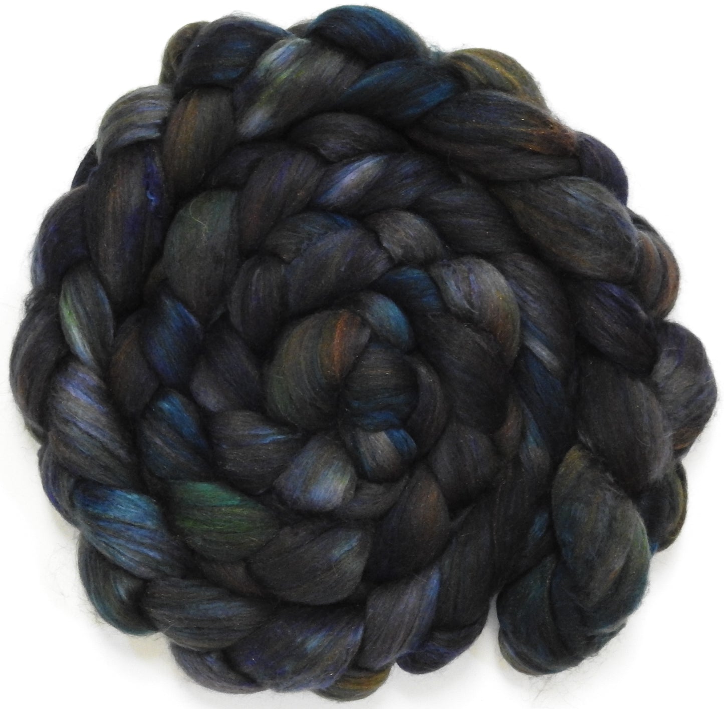 Hundred Acre Wood - (5.8 oz) - Batt in a Braid #5 - Merino/ Camel/ silk/ faux cashmere/ firestar (25/25/25/13/12)