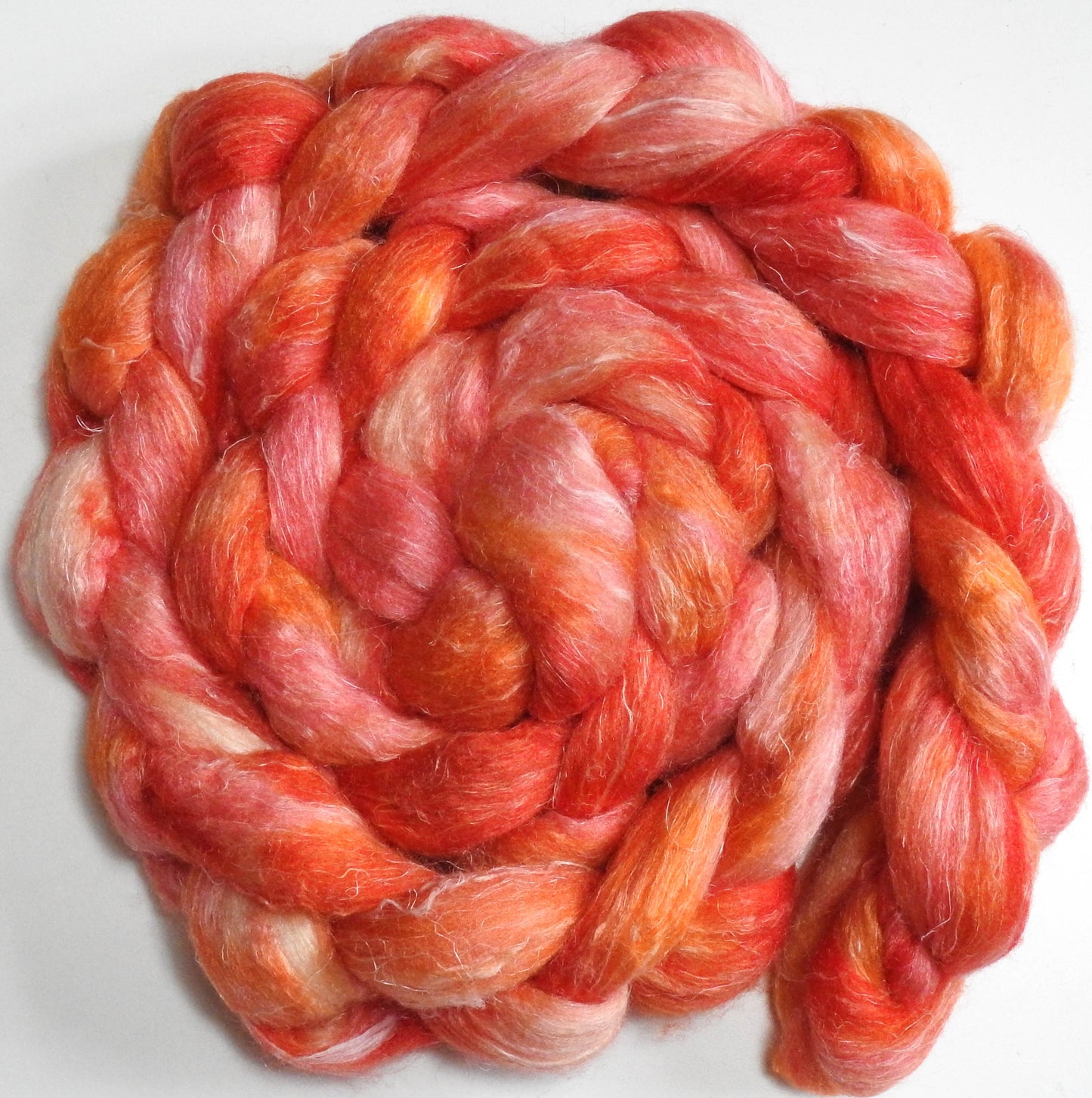 Hibiscus - Batt in a Braid #29 - Rambouillet / Tussah / Flax (40/40/20)