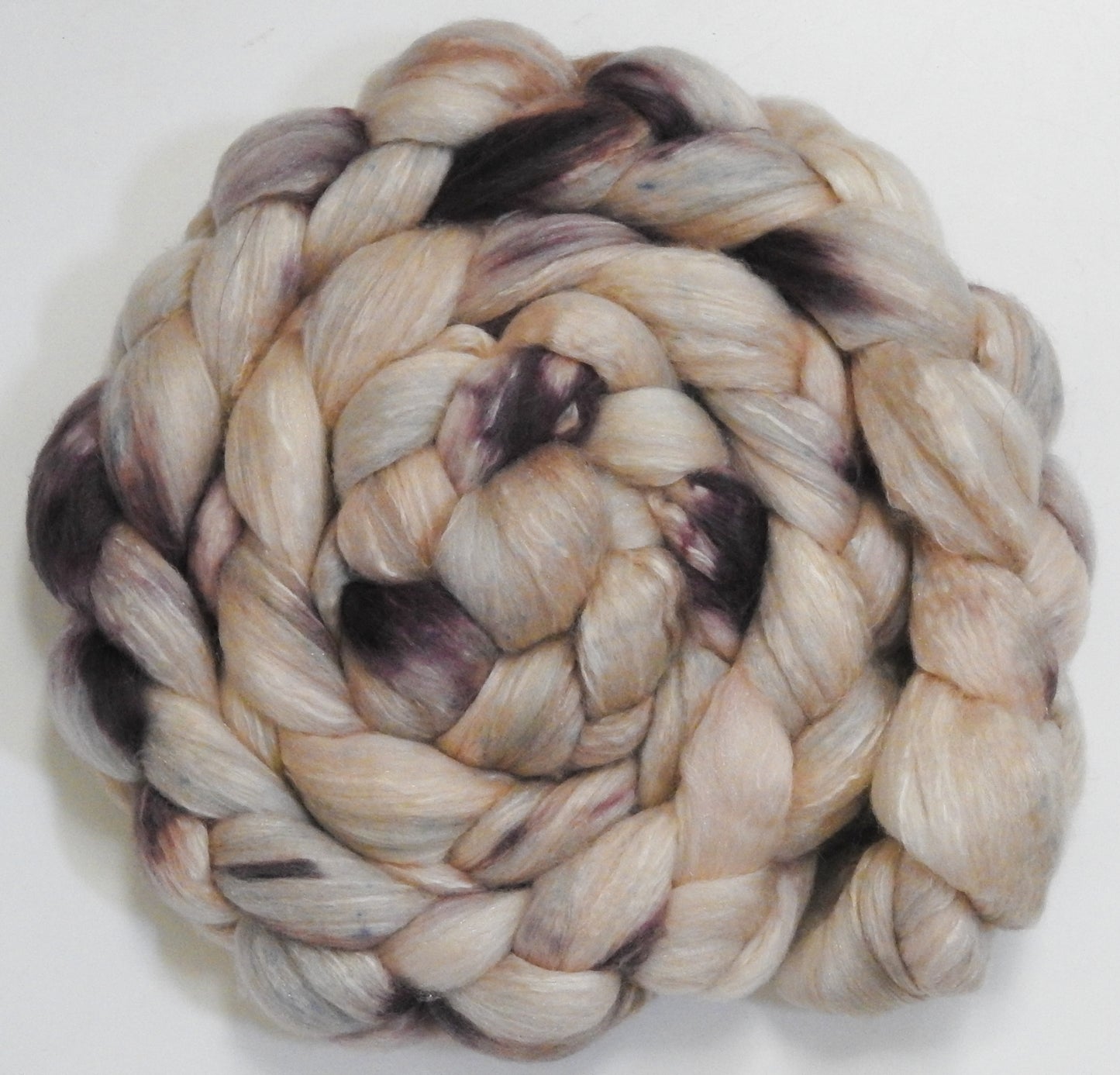 Victoria - (5.6 oz) - Batt in a Braid #5 - Merino/ Camel/ silk/ faux cashmere/ firestar (25/25/25/13/12)
