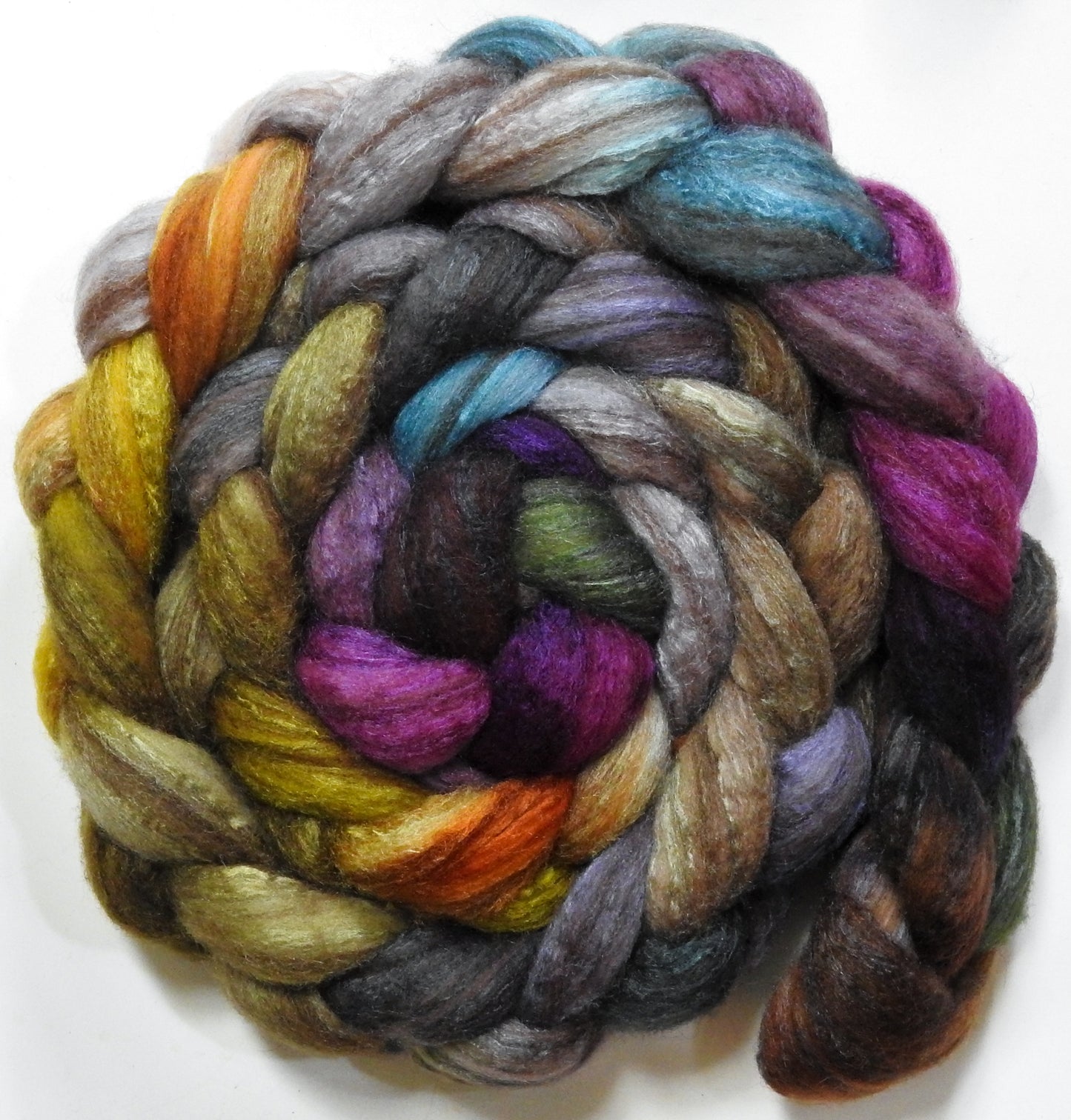 Stone Quarry (5.6 oz) - Batt in a Braid #69 - Manx Loaghtan/ Polwarth / tussah silk /nylon (30/30/30/10)