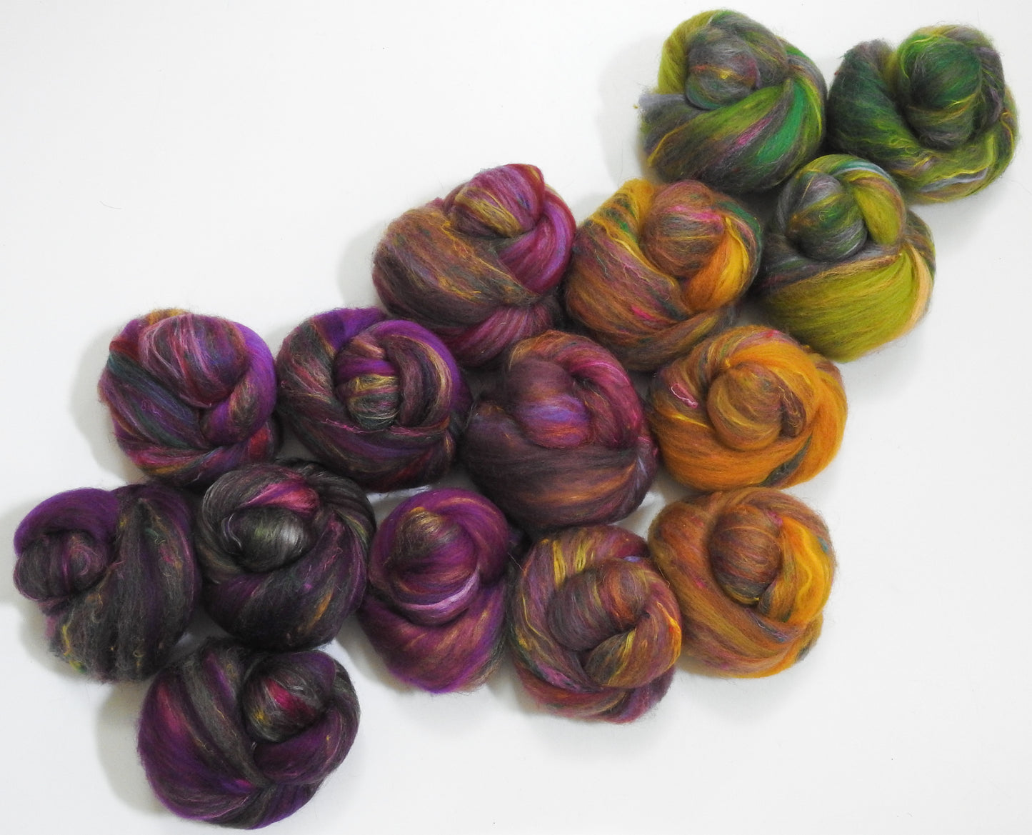 Highland Heather -(4 oz) NON -Sparkle Sticklebatts -BOND fleece, Merino, Hebridean Wool, silk, Sari silk