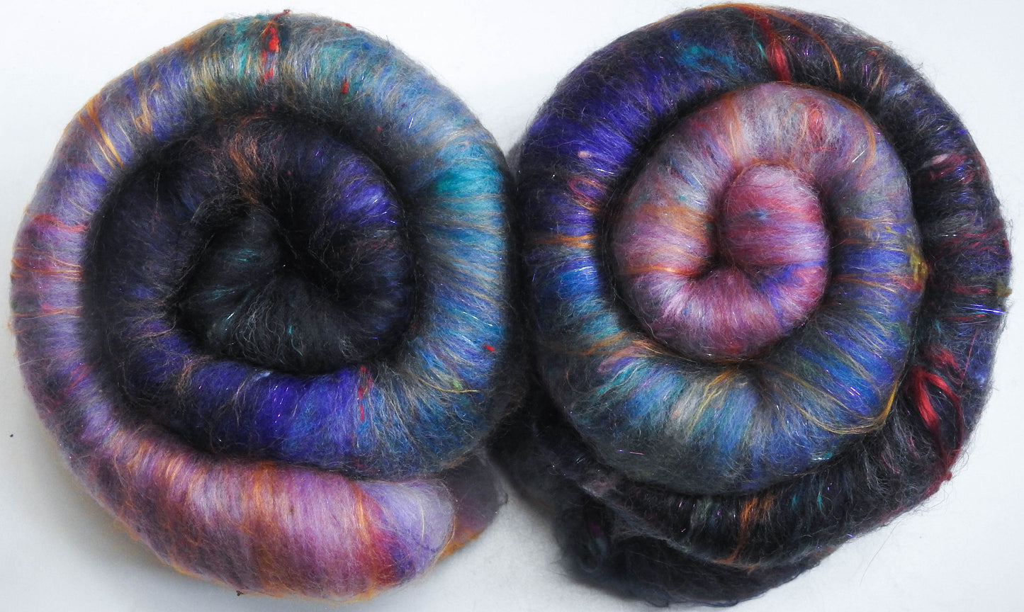 Enchanted Valley - Sparkle Roly-poly batt -Nash Island fleece; merino, polwarth, silk, bamboo, silk noil, angelina