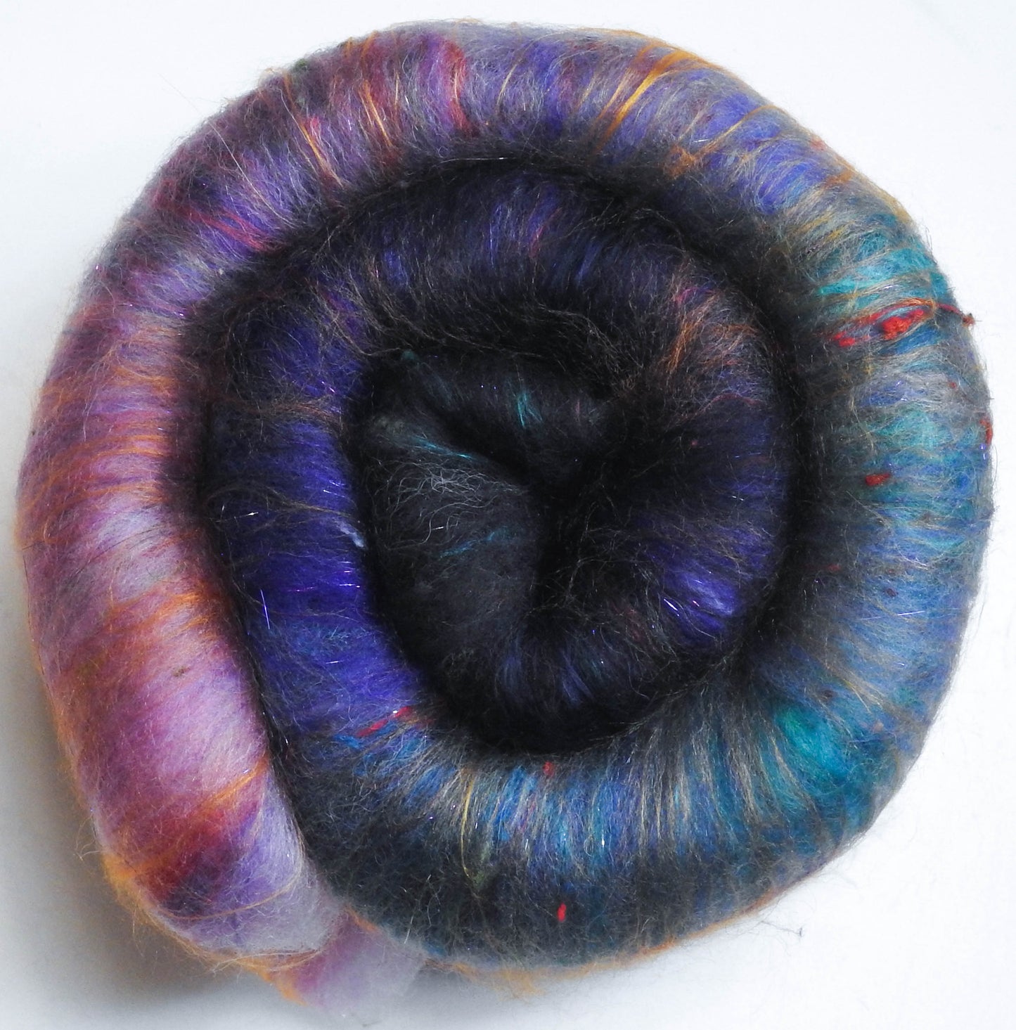 Enchanted Valley - Sparkle Roly-poly batt -Nash Island fleece; merino, polwarth, silk, bamboo, silk noil, angelina