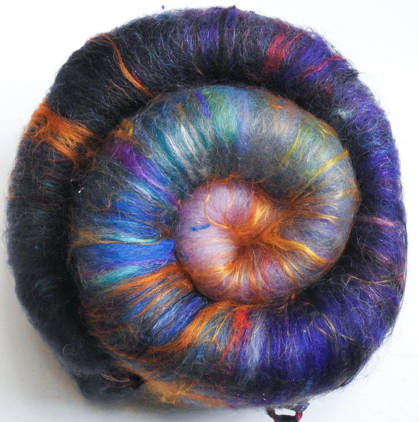 Enchanted Valley - Sparkle Roly-poly batt -Nash Island fleece; merino, polwarth, silk, bamboo, silk noil, angelina