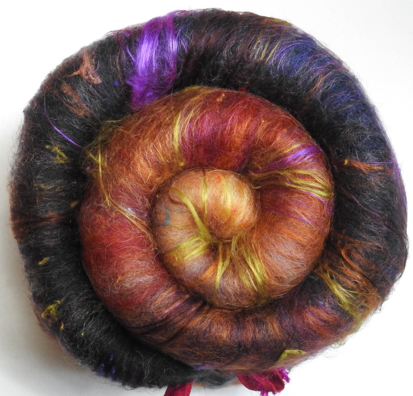 House of the Owl Witch - NON-Sparkle Roly-poly batt -Nash Island fleece; merino, CAMEL, polwarth, silk, bamboo, silk noil