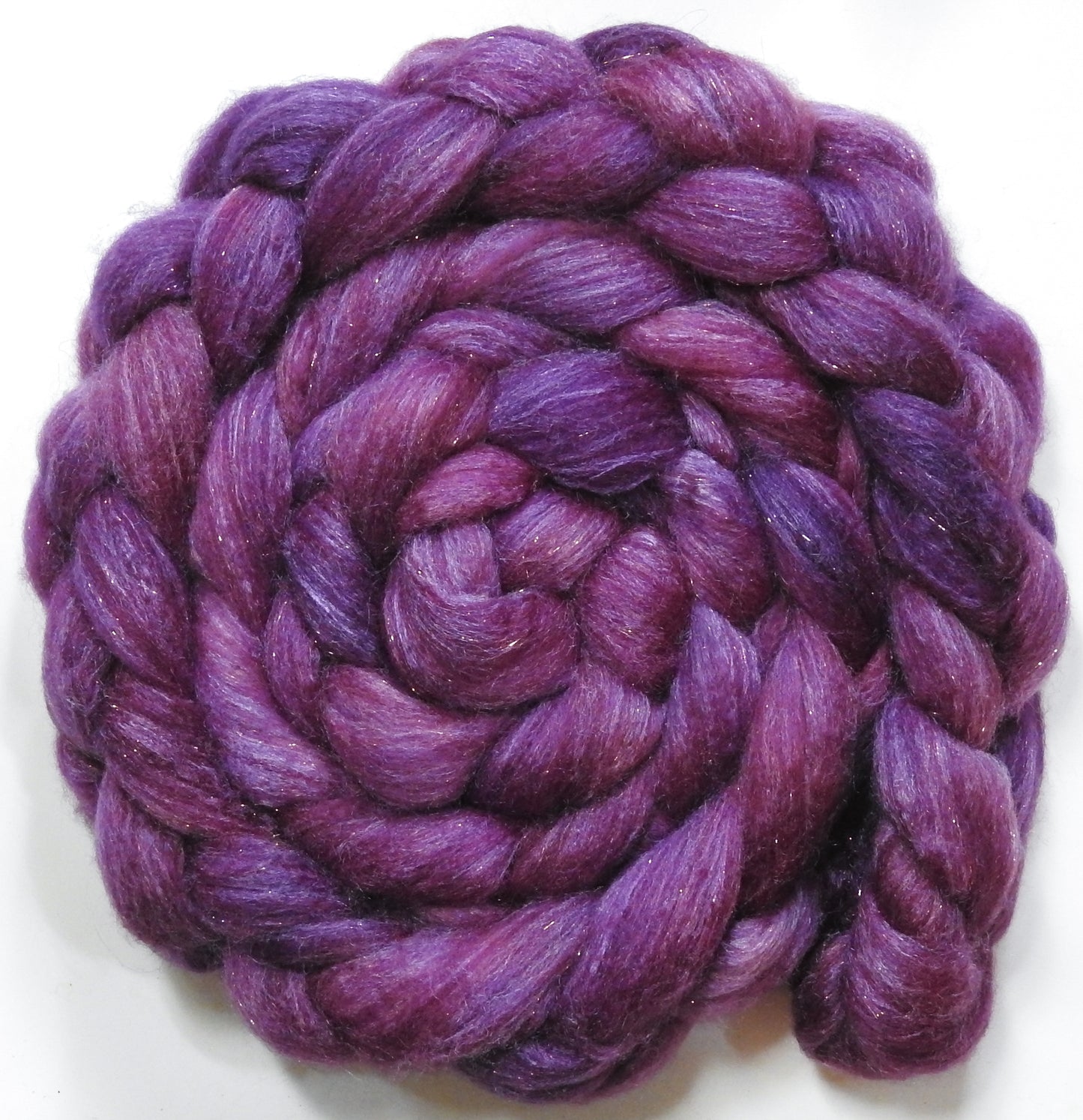 Jelly-Lover (5.5oz) - Batt in a Braid #67 - Polwarth/Baby Camel/Tussah Silk/Gold Stellina (40/25/25/10)