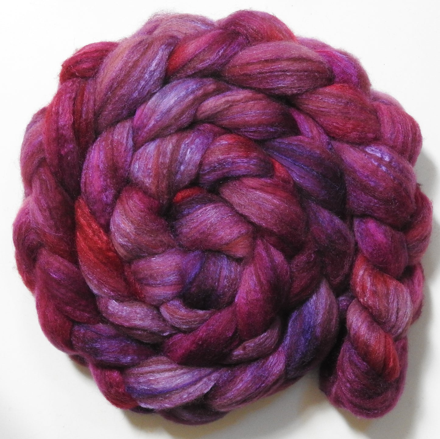 (5.5 oz) - Batt in a Braid #69 - Manx Loaghtan/ Polwarth / tussah silk /nylon (30/30/30/10)