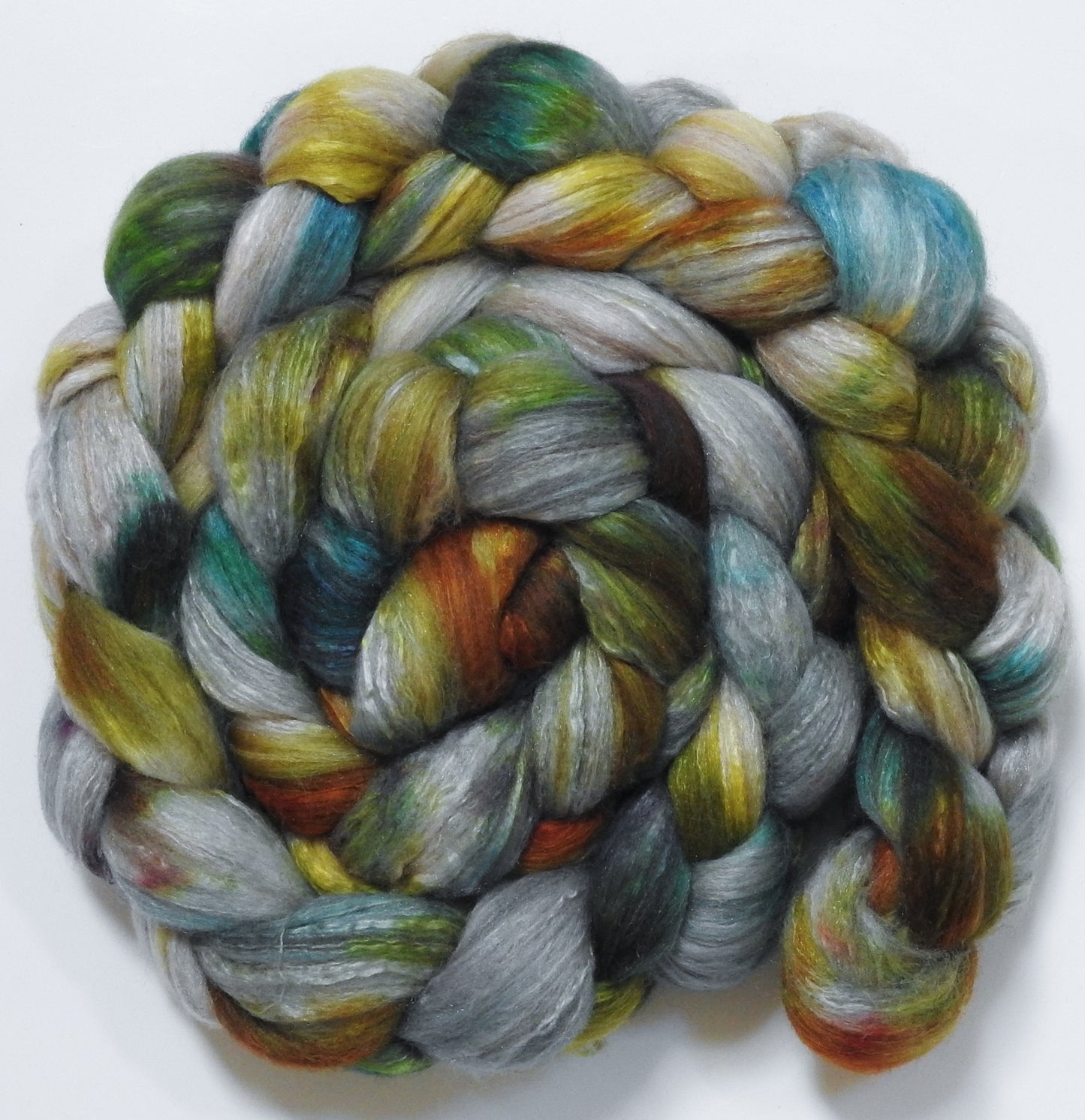 Stonecrop (5.6 oz) - Batt in a Braid #7 - Polwarth/ Manx / Mulberry silk/ Firestar (30/30/30/10)