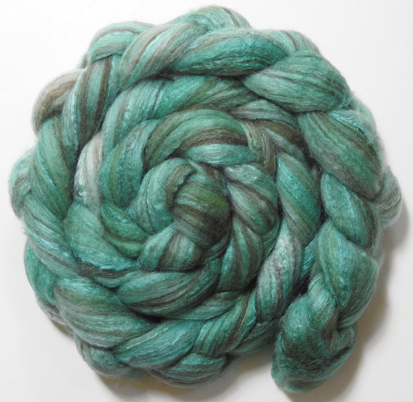 Robin's Egg (5.6 oz) - Batt in a Braid #69 - Manx Loaghtan/ Polwarth / tussah silk /nylon (30/30/30/10)