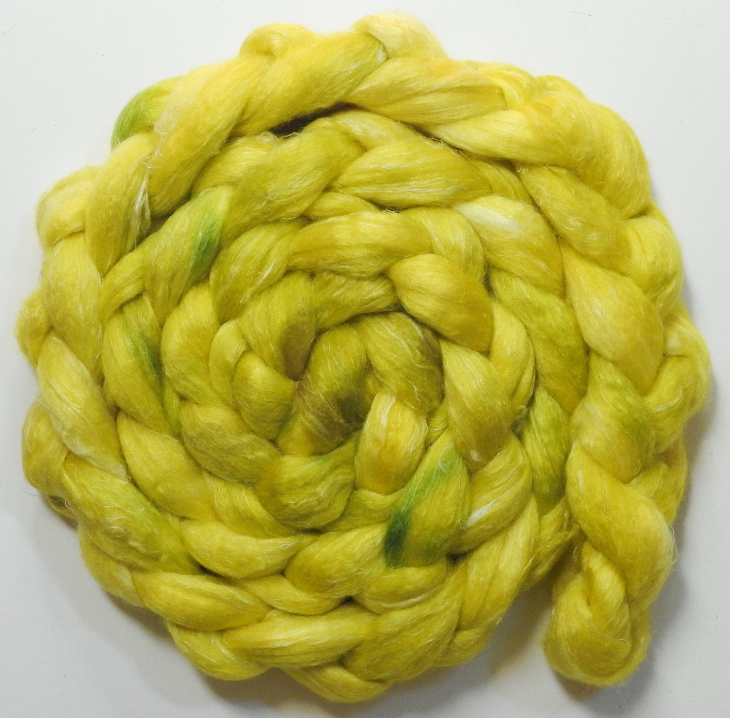 Limoncello (5.7 oz) - Batt in a Braid #3 - Polwarth/ Tussah Silk/ Flax (50/25/25)