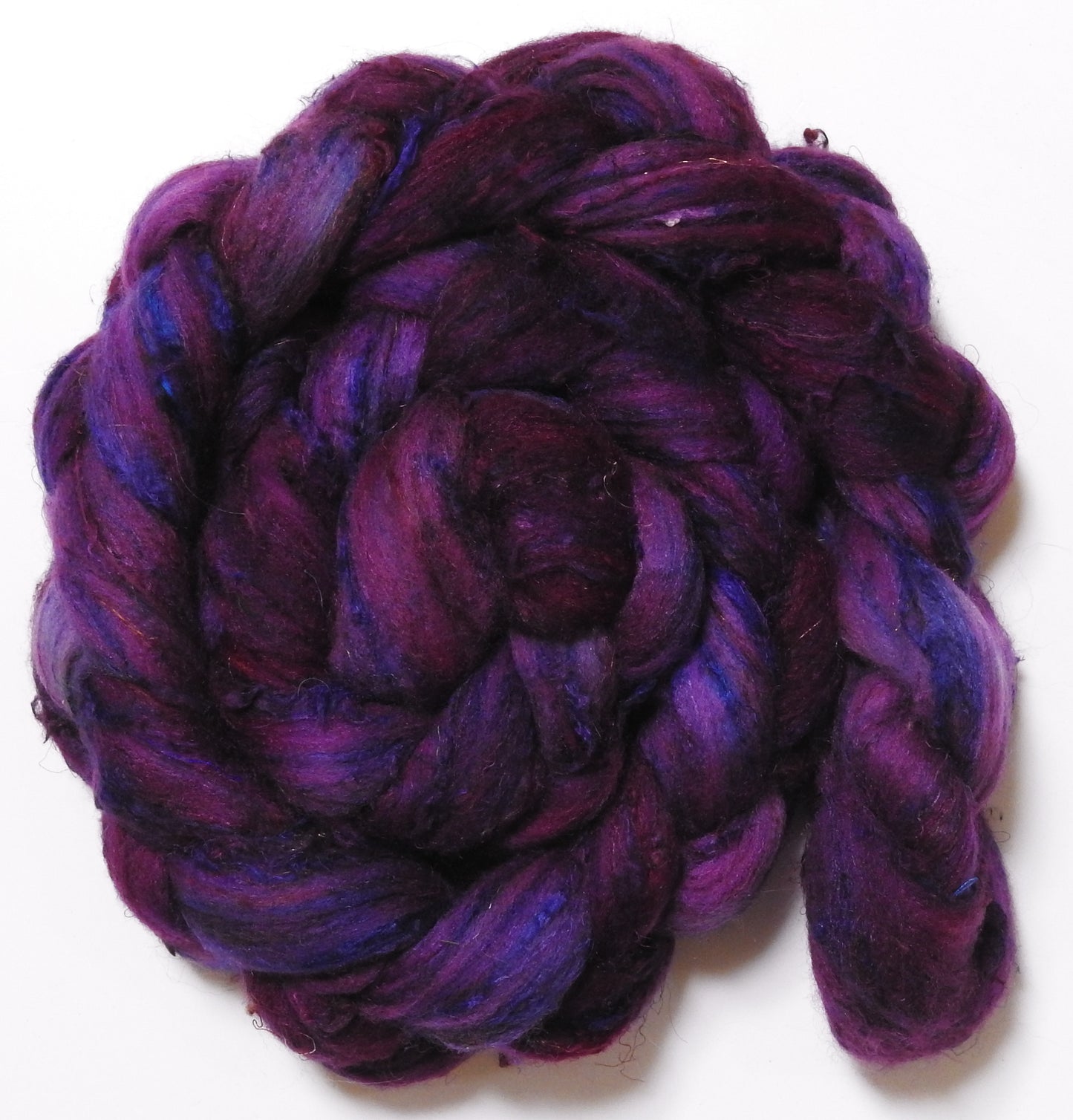 Radish - Batt in a Braid #65 - Rambouillet/ Cormo / Sari silk/ Tussah silk (40/25/25/10)
