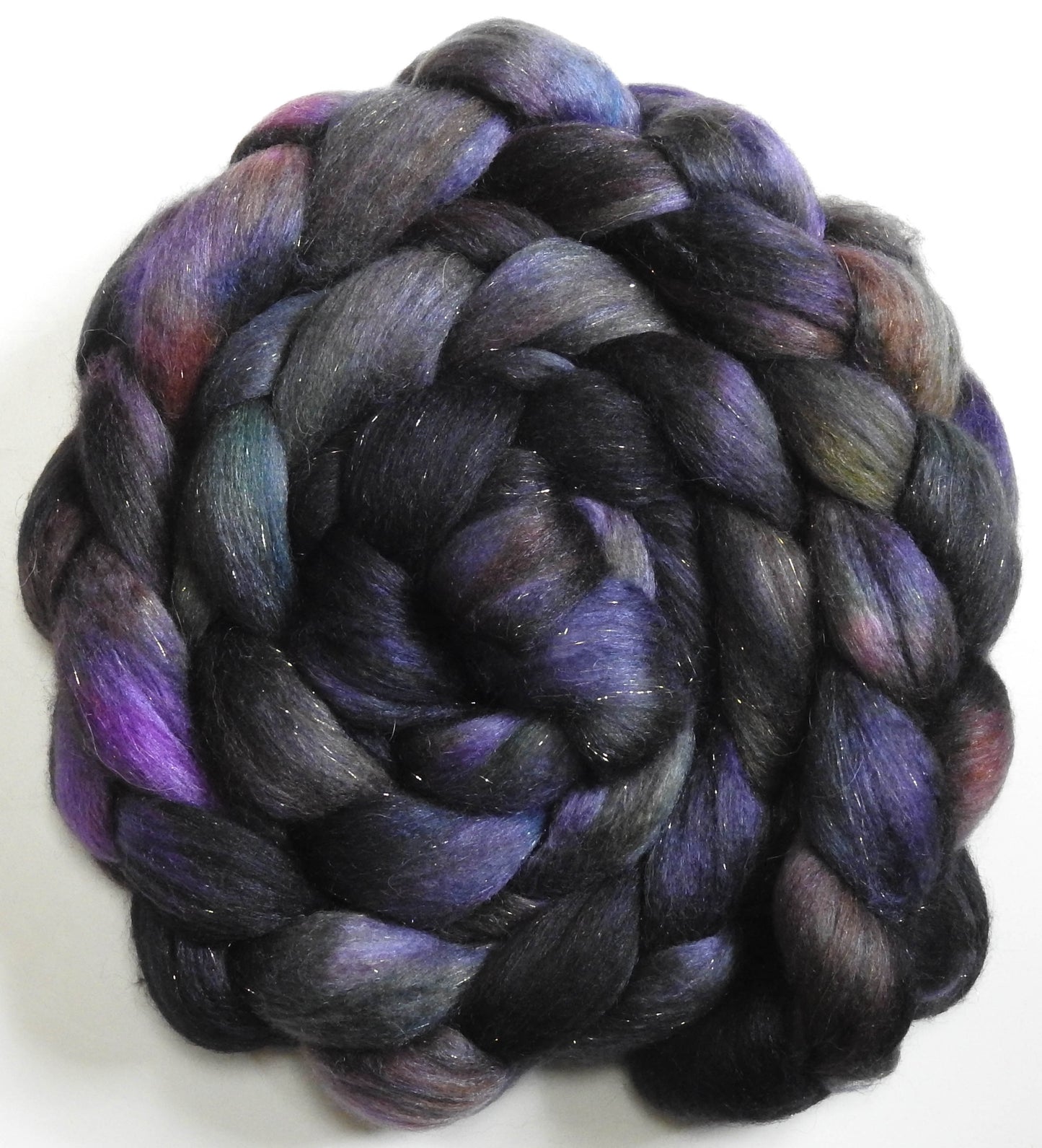 Wednesday (5.6 oz.) - Batt in a Braid #41 - Llama / Merino ( 18 mic.)/ Mulberry silk/ Stellina (40/30/25/5)