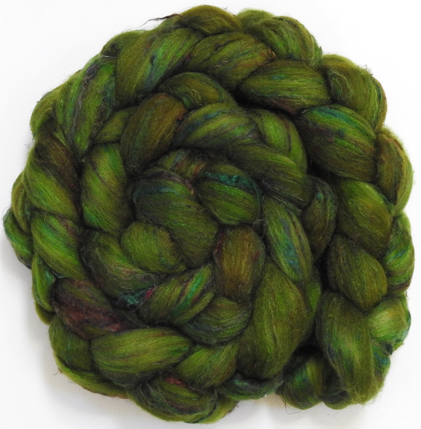 Marshwiggle (5.6 oz) - Batt in a Braid #65 - Rambouillet/ Cormo / Sari silk/ Tussah silk (40/25/25/10)