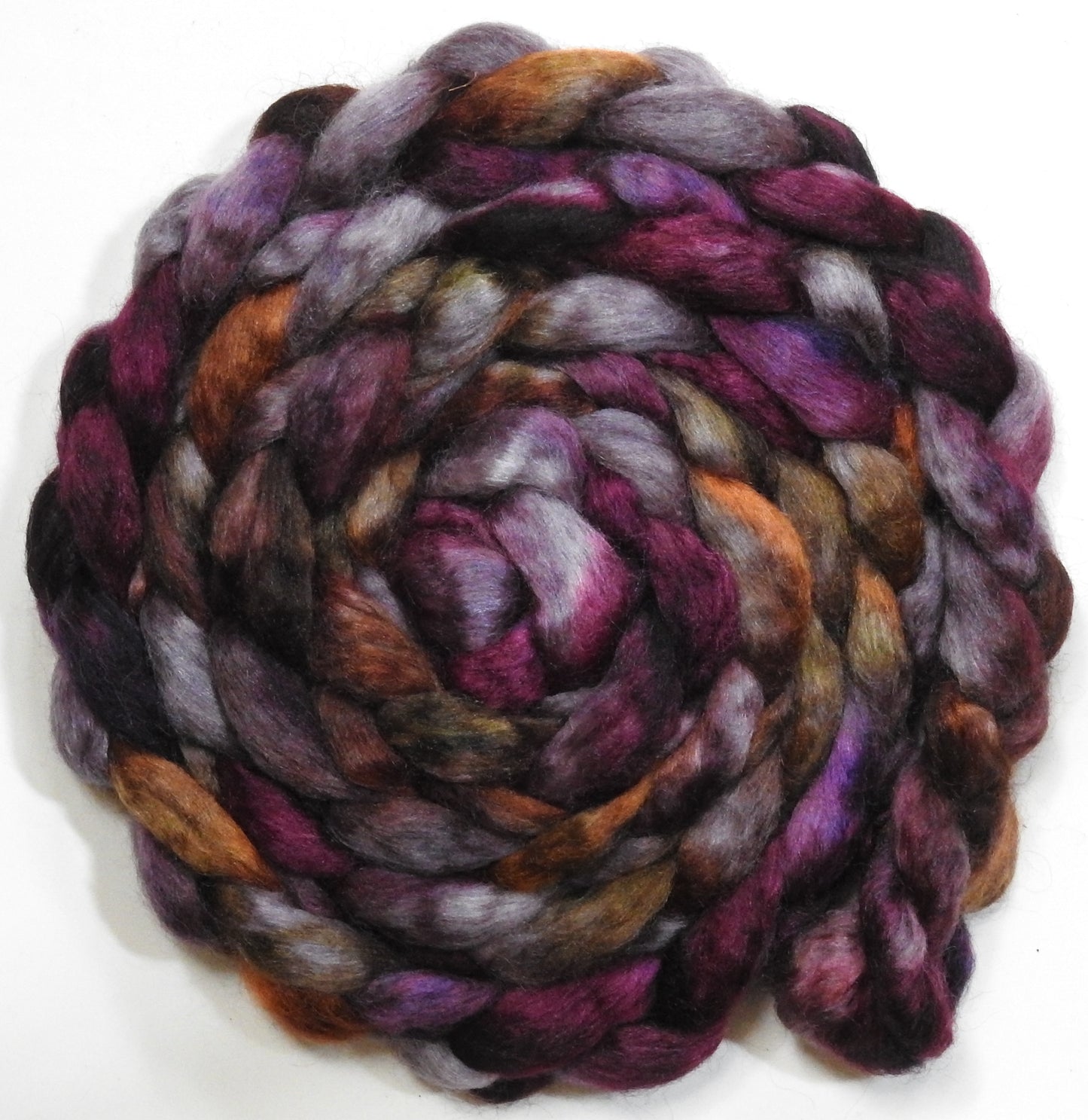 Home Sweet Home (5.7 oz) - Batt in a Braid #52- Wensleydale/ Mulberry silk/ Polwarth (60/25/15)