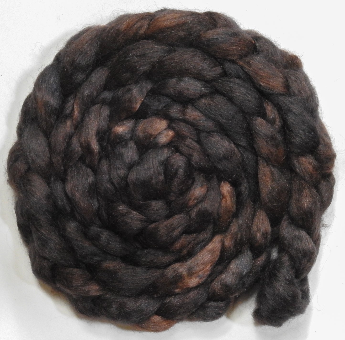 Soot (5.8 oz) - Batt in a Braid #52- Wensleydale/ Mulberry silk/ Polwarth (60/25/15)