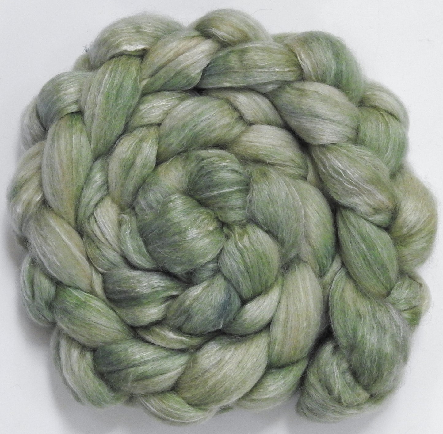 Aloe (5.6 oz) - Batt in a Braid #57- Camel/Baby Alpaca/Mint fiber (50/25/25)