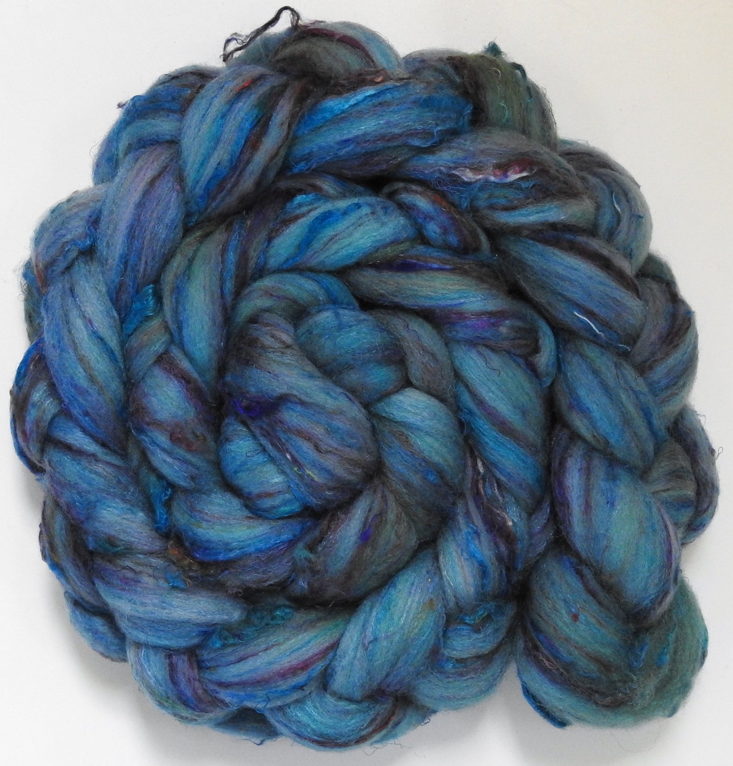 Aloe (5.5 oz) - Batt in a Braid #65 - Rambouillet/ Cormo / Sari silk/ Tussah silk (40/25/25/10)