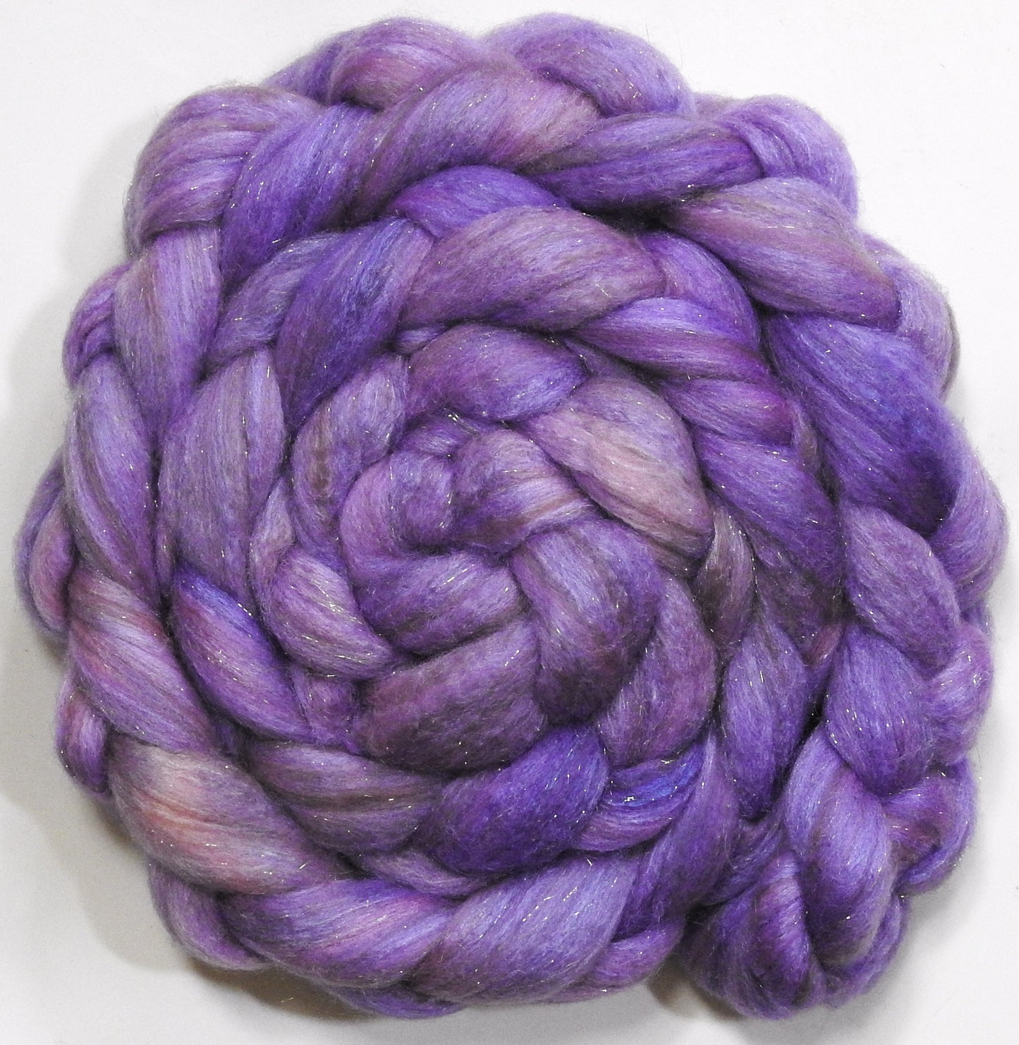 Japanese Wisteria (5.6 oz) - Batt in a Braid #67 - Polwarth/Baby Camel/Tussah Silk/Gold Stellina (40/25/25/10)