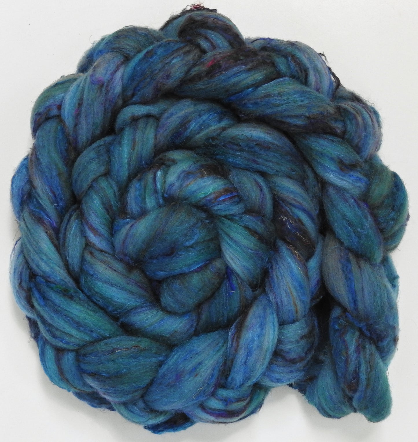 Faience (5.6 oz) - Batt in a Braid #65 - Rambouillet/ Cormo / Sari silk/ Tussah silk (40/25/25/10)
