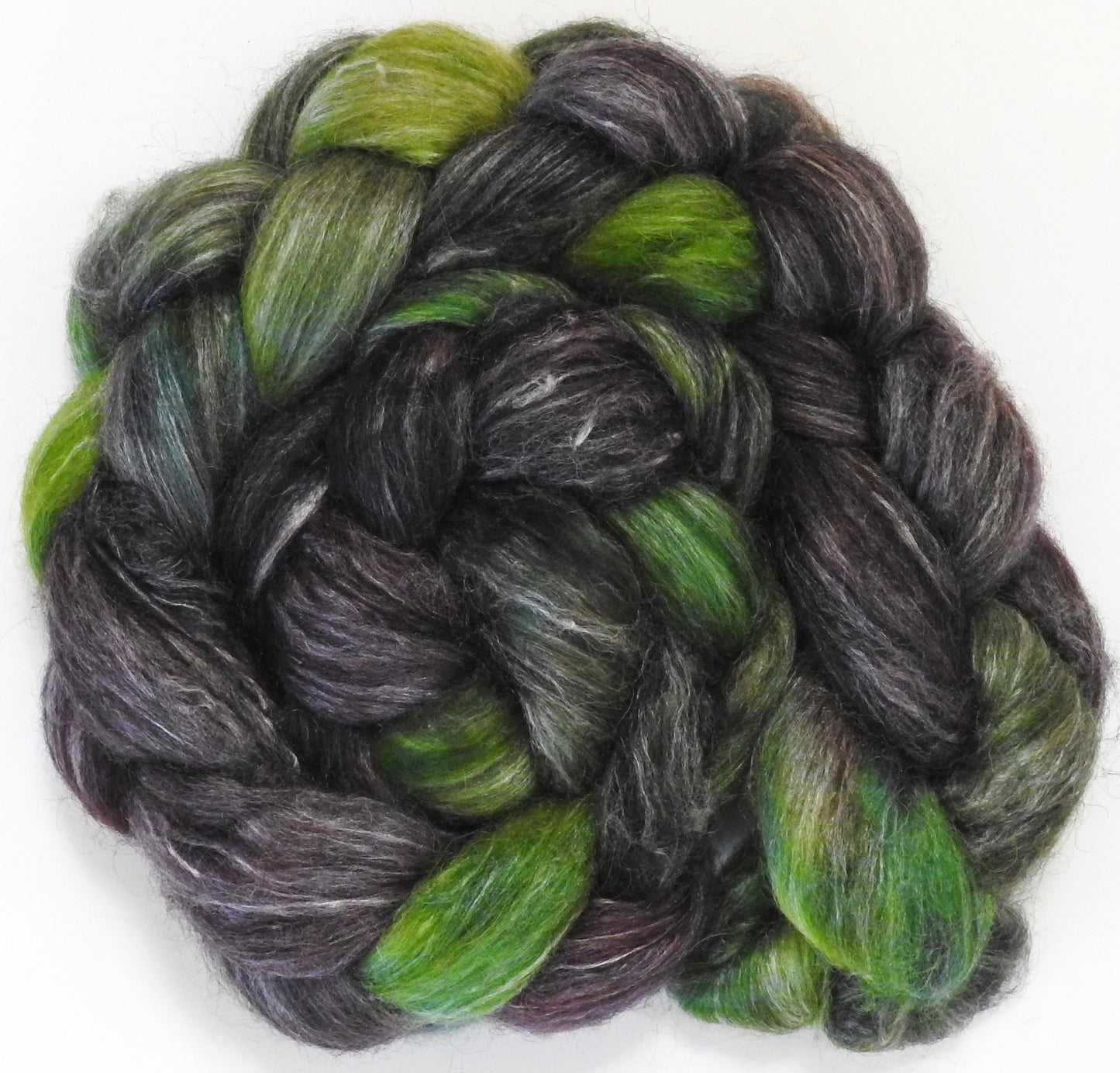 Taliesin - Batt in a Braid #57- Camel/Baby Alpaca/Mint fiber (50/25/25)