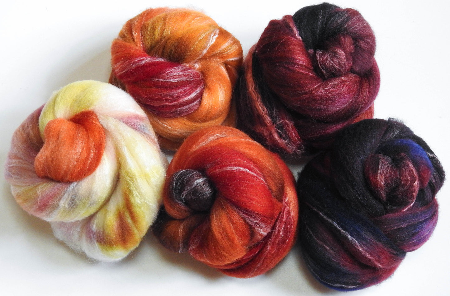 Red Panda -Gradient Braid Set -(~7 oz.) - Targhee/Bamboo/silk (80/10/10)
