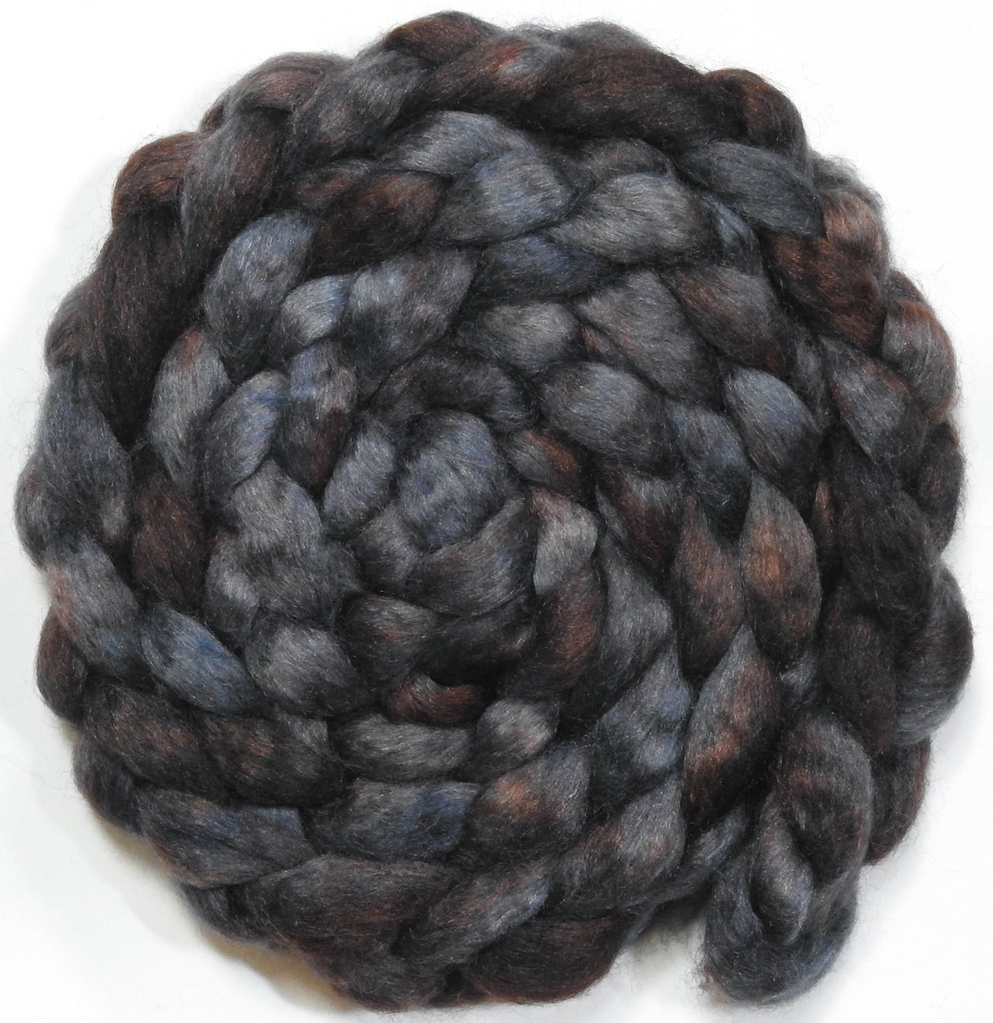 Soot (5.7 oz) - Batt in a Braid #52- Wensleydale/ Mulberry silk/ Polwarth (60/25/15)