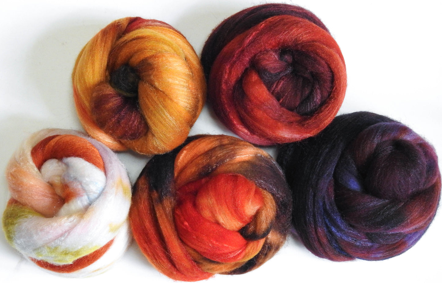 Red Panda -Gradient Braid Set -(~7 oz.) - Rambouillet/Tussah (80/20)
