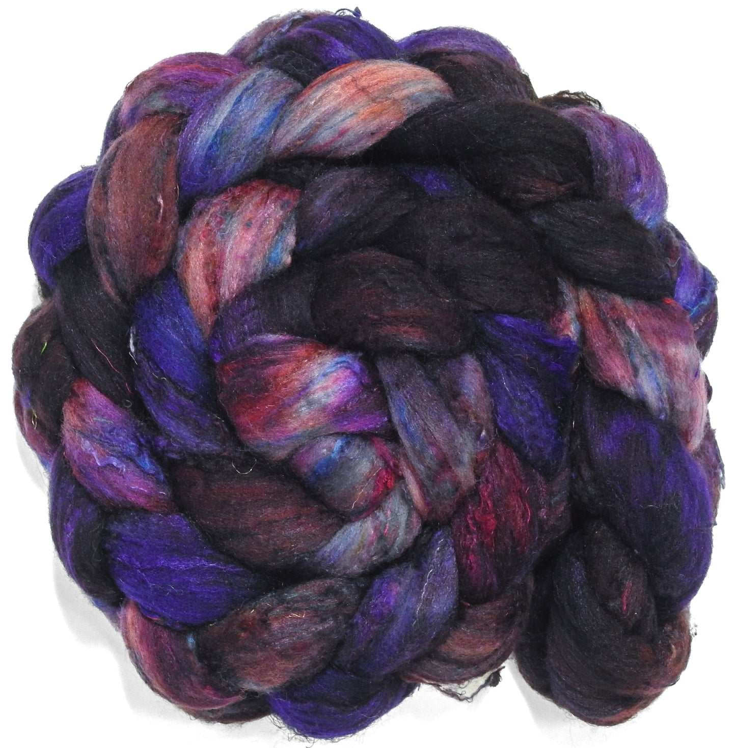 Singular - 56 (5.6 oz) - Batt in a Braid #65 - Rambouillet/ Cormo / Sari silk/ Tussah silk (40/25/25/10)