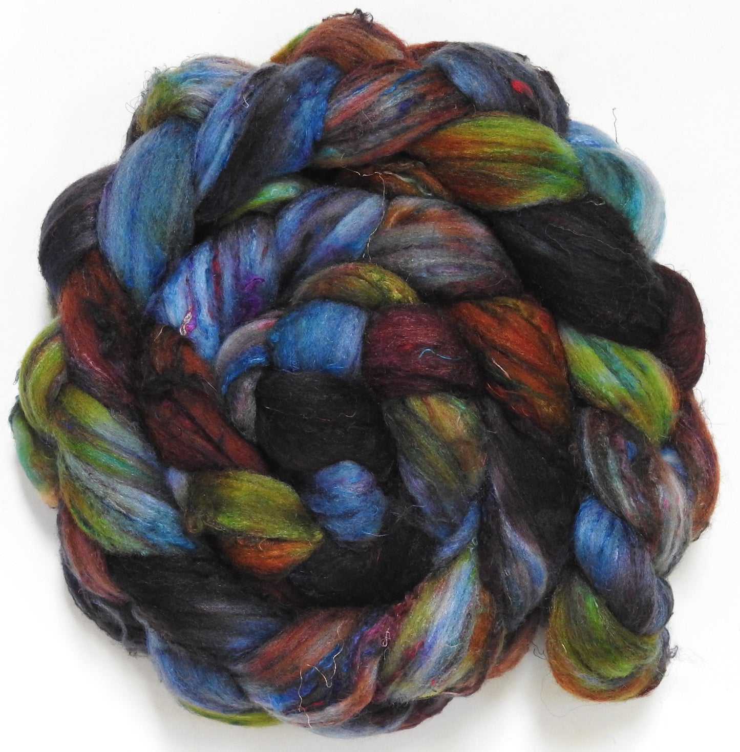 Singular - 53 (5.6 oz) - Batt in a Braid #65 - Rambouillet/ Cormo / Sari silk/ Tussah silk (40/25/25/10)