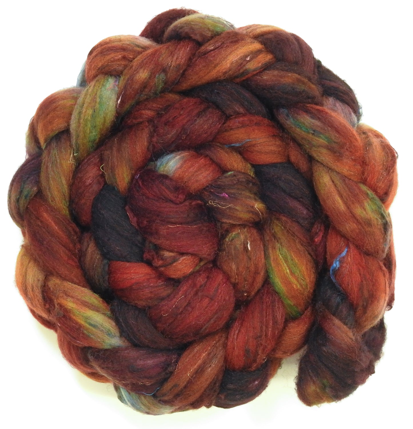 Singular - 55 (5.6 oz) - Batt in a Braid #65 - Rambouillet/ Cormo / Sari silk/ Tussah silk (40/25/25/10)