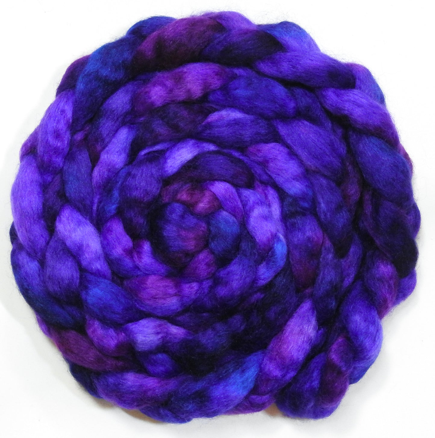 Callicarpa (5.7 oz) - Batt in a Braid #52- Wensleydale/ Mulberry silk/ Polwarth (60/25/15)