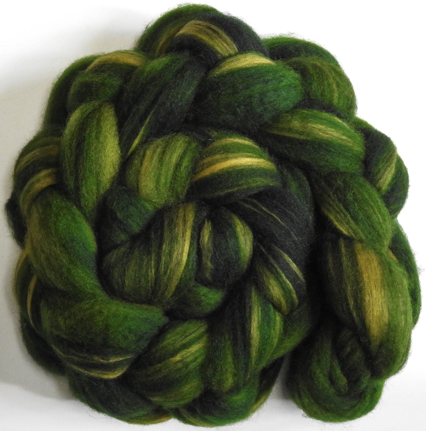 Dill Pickle (5.7 oz) - Batt in a Braid #60- Southdown/ Bfl/ Bio-nylon (50/25/25)