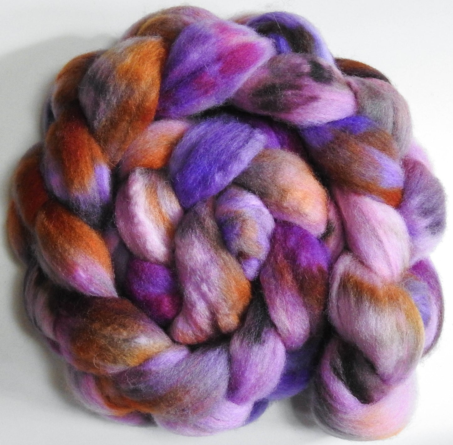Autumn Crocus (5.7 oz) - Batt in a Braid #60- Southdown/ Bfl/ Bio-nylon (50/25/25)