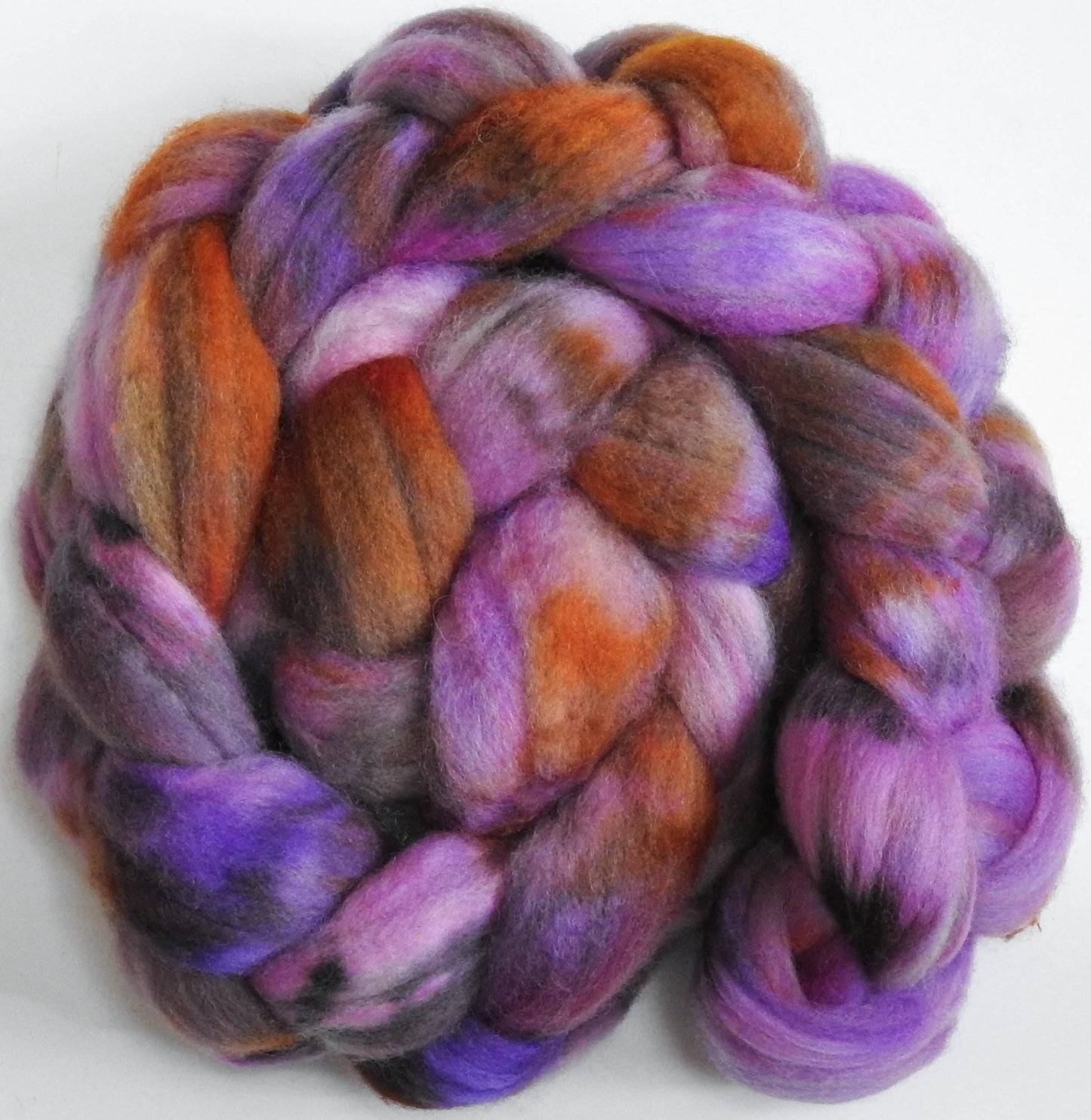 Autumn Crocus (5.7 oz) - Batt in a Braid #60- Southdown/ Bfl/ Bio-nylon (50/25/25)