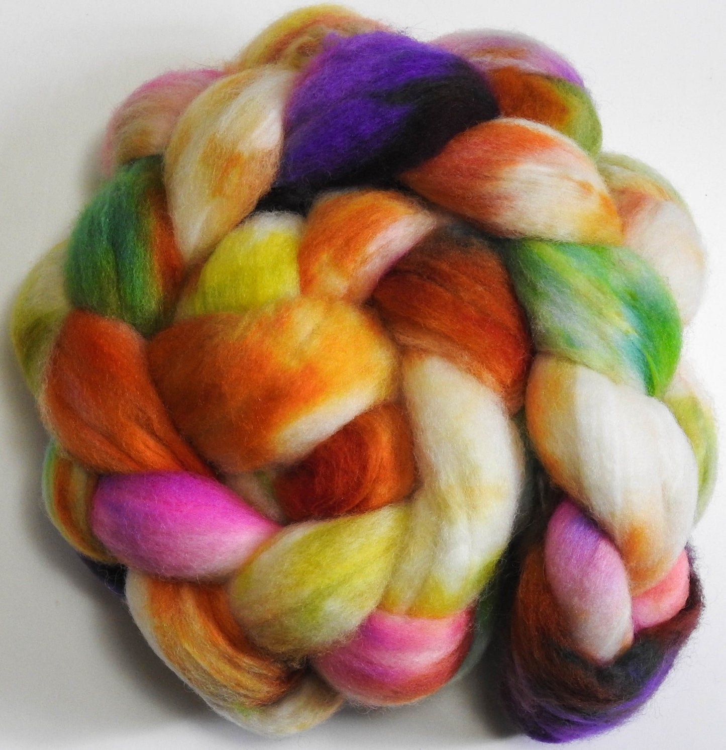 Beach Party (5.6 oz) - Batt in a Braid #60- Southdown/ Bfl/ Bio-nylon (50/25/25)