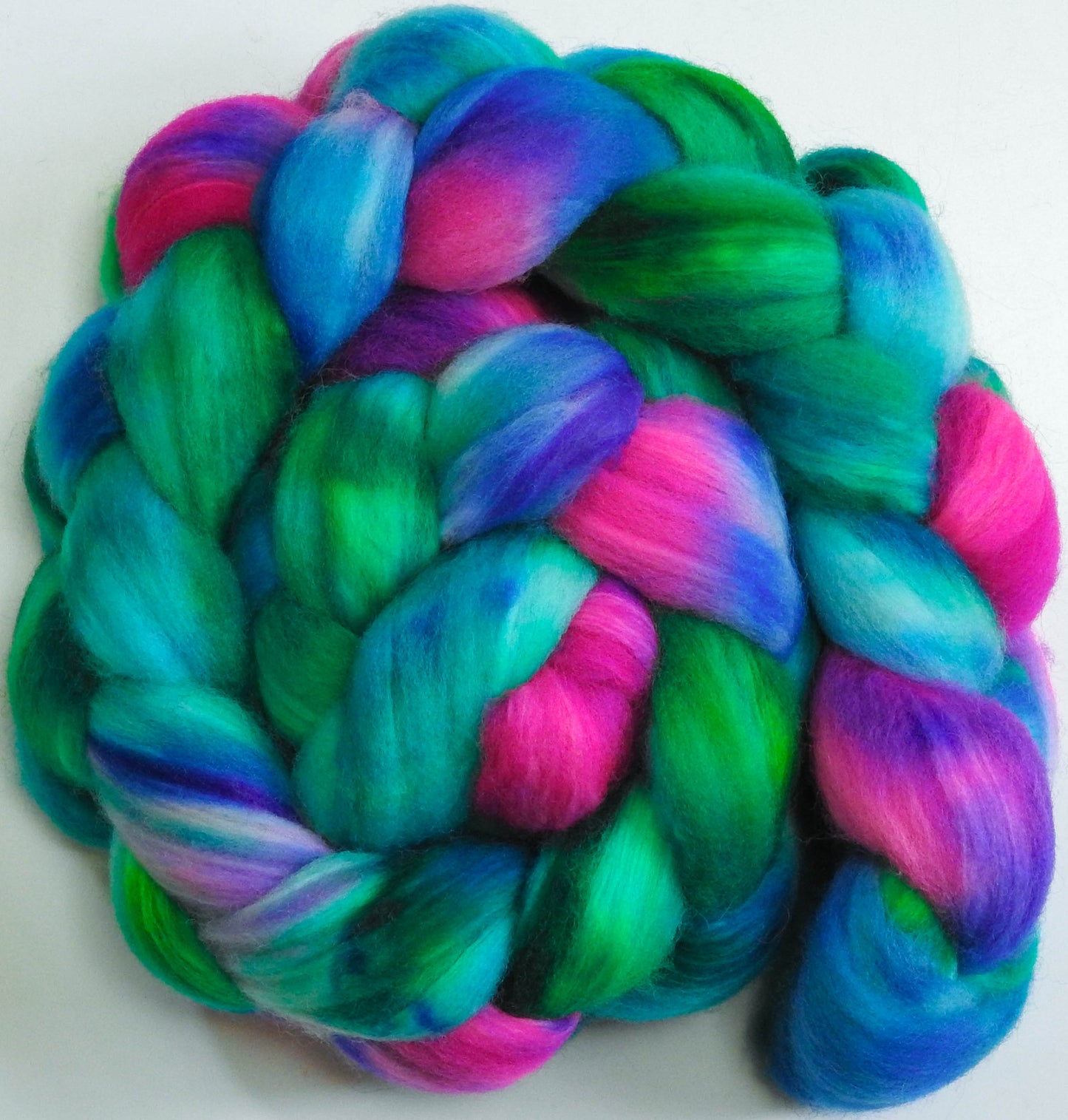 Malibu Beach (5.8 oz) - Batt in a Braid #60- Southdown/ Bfl/ Bio-nylon (50/25/25)