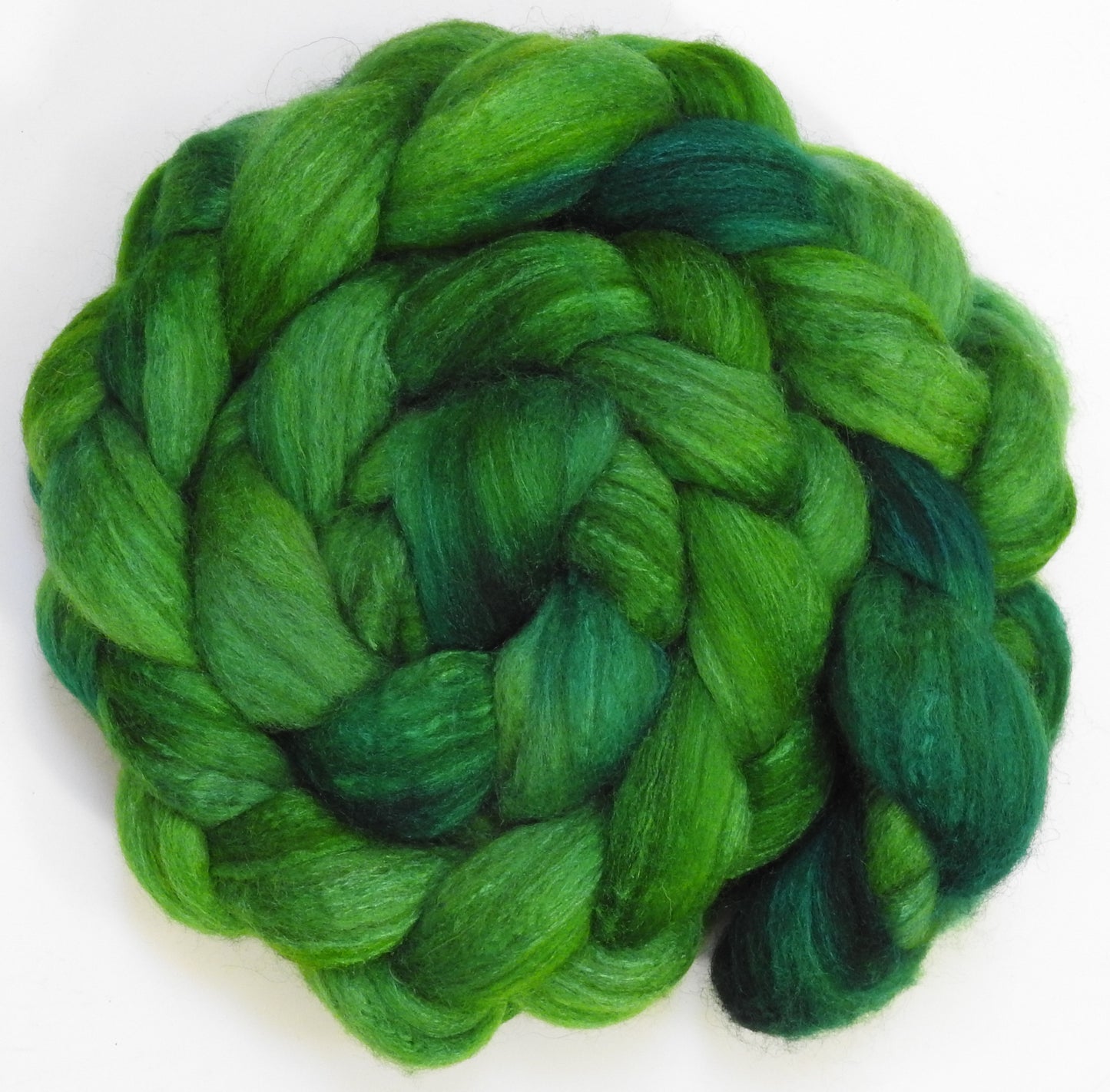 Grinch (5.7 oz) - Batt in a Braid #27 - Lt. Grey Shetland/ Falkland Merino / tussah silk (50/25/25)