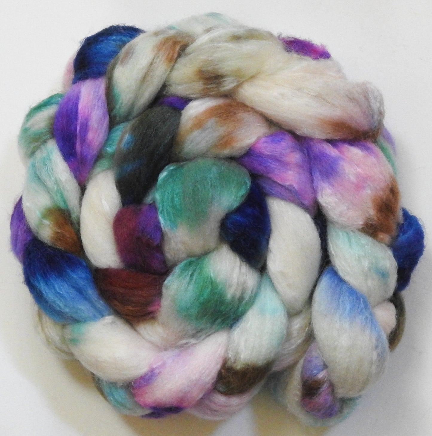 Air Castles (5.7 oz) - Batt in a Braid #44 - Southdown/Tussah Silk/Kid Mohair (65/25/10)