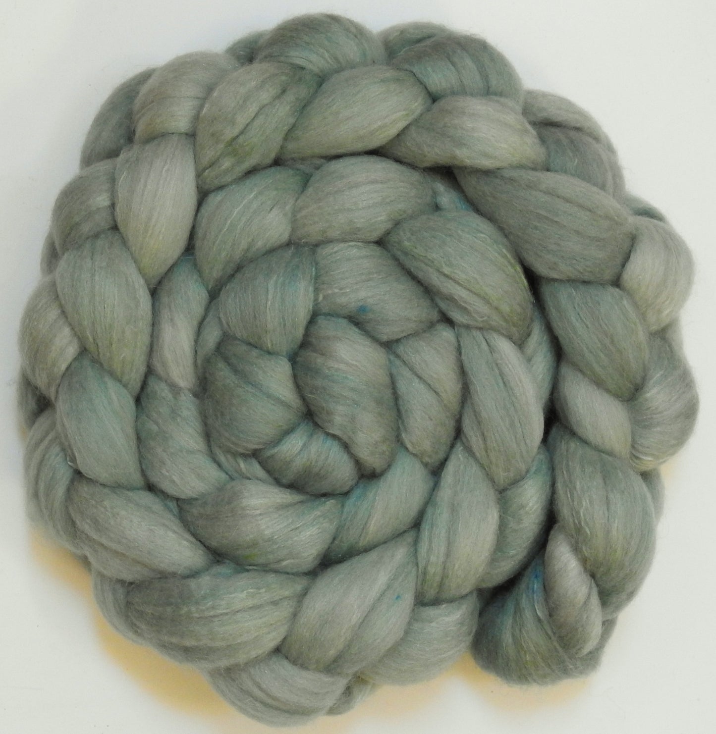Silver Sage (5.6 oz) - Batt in a Braid #5 - Merino/ Camel/ silk/ faux cashmere/ firestar (25/25/25/13/12)
