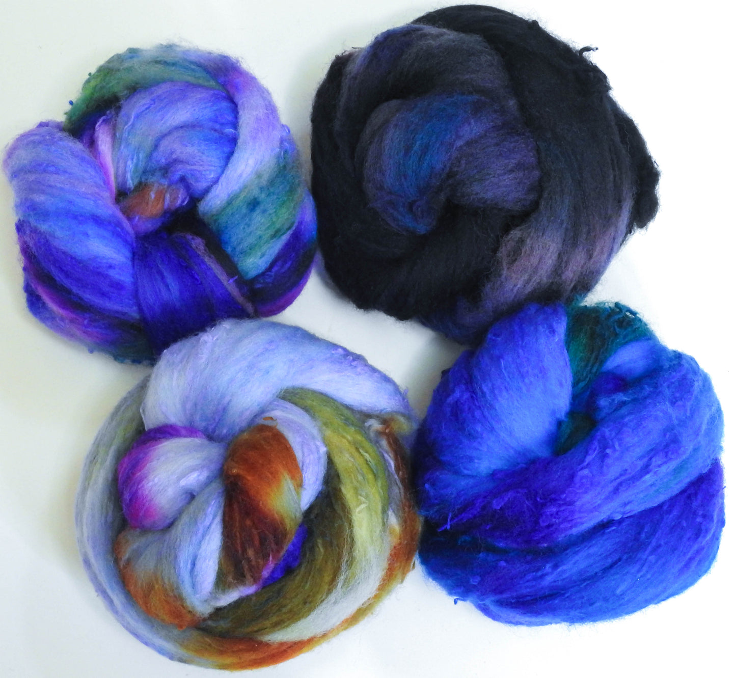 Delphinium - Gradient Braid Set -(5.8 oz) - 25 micron Merino/ Silk Slubs (70/30)