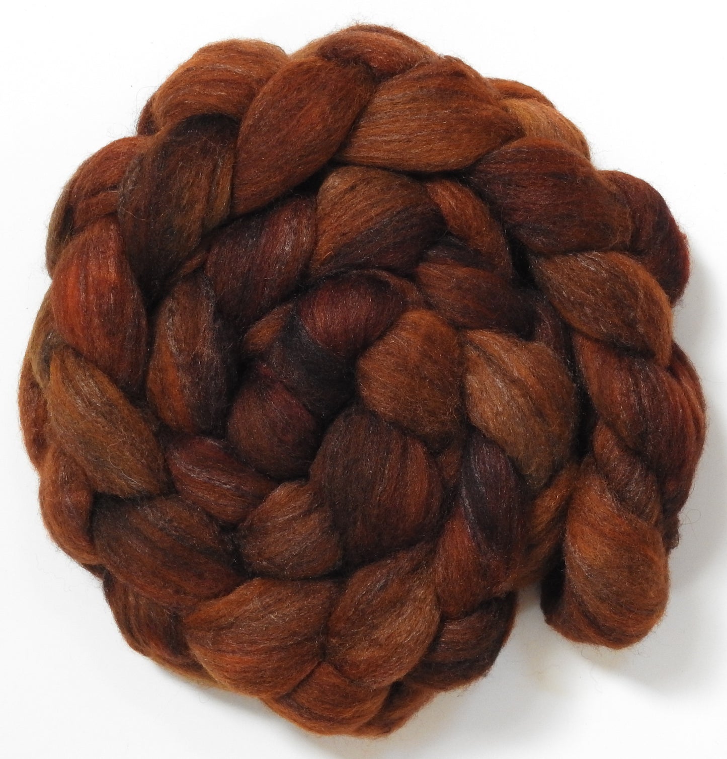 Cinnamon (5.7 oz) - Batt in a Braid #27 - Lt. Grey Shetland/ Falkland Merino / tussah silk (50/25/25)