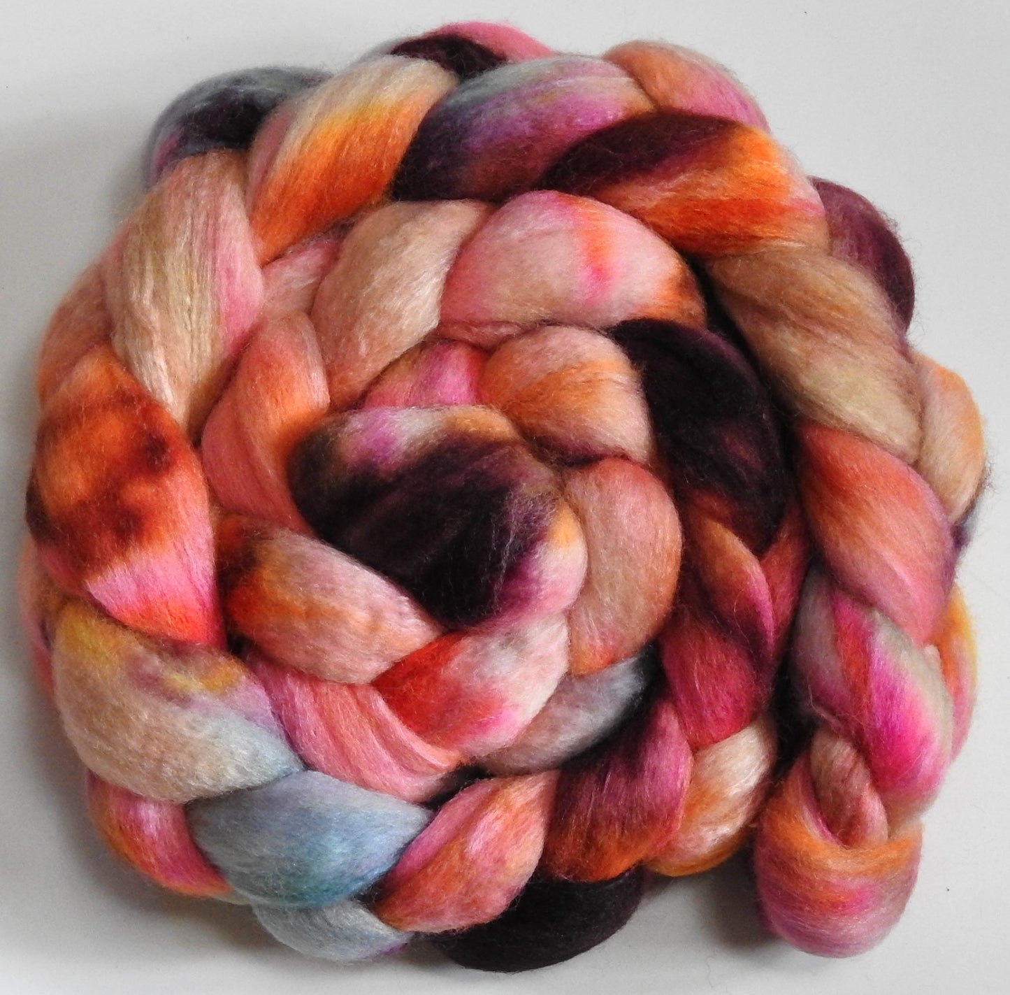 Sourpuss -(5.9 oz) -Batt in a Braid #63 (Cormo/ CAMEL/ silk -60/20/20)