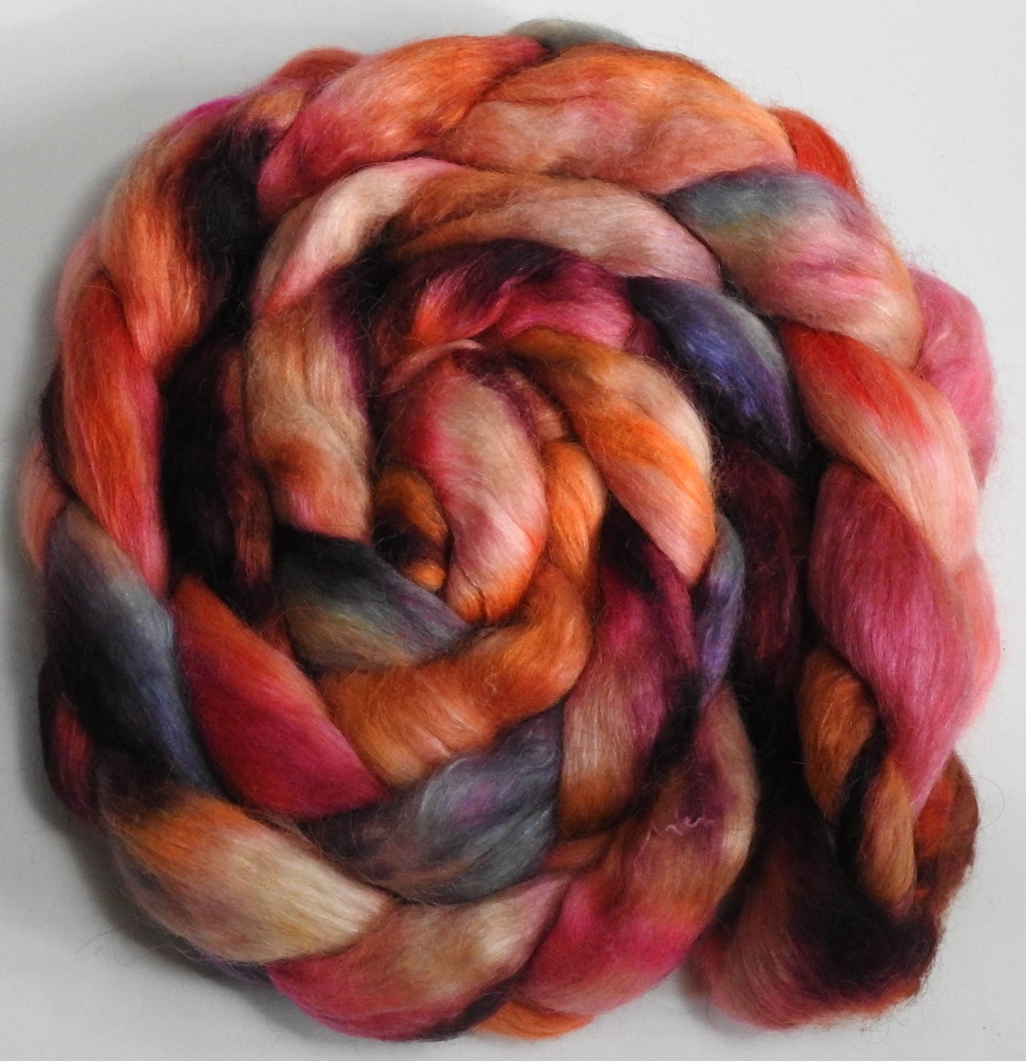 Sourpuss (5.7 oz) - Batt in a Braid #52- Wensleydale/ Mulberry silk/ Polwarth (60/25/15)