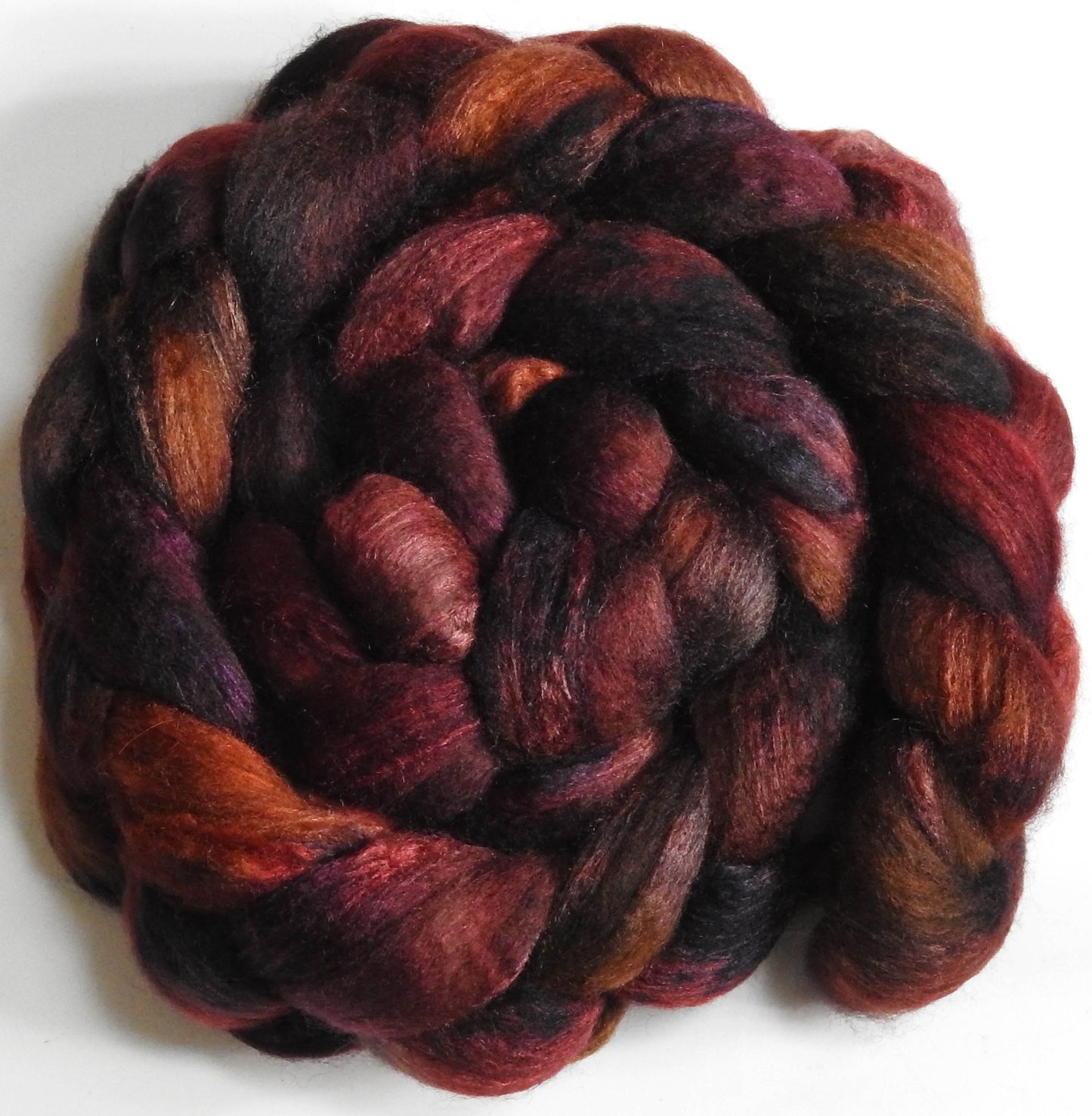 Padauk -(5.9 oz) -Batt in a Braid #63 (Cormo/ CAMEL/ silk -60/20/20)